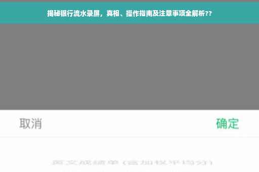 揭秘银行流水录屏，真相、操作指南及注意事项全解析??