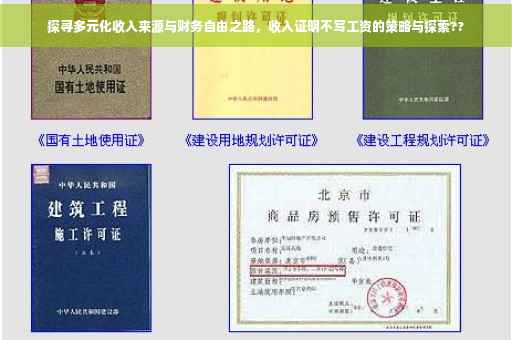 探寻多元化收入来源与财务自由之路，收入证明不写工资的策略与探索??