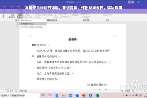 父母关系证明书详解，申请流程、作用及重要性，撰写指南
