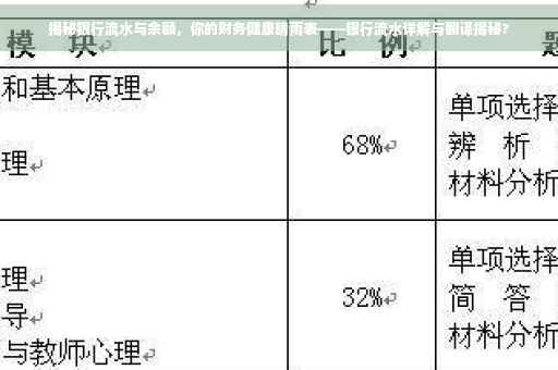 揭秘银行流水与余额，你的财务健康晴雨表——银行流水详解与翻译揭秘?
