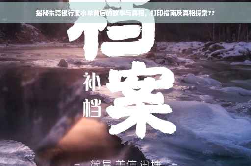 揭秘东莞银行流水单背后的故事与真相，打印指南及真相探索??