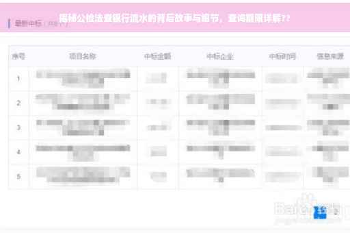 揭秘公检法查银行流水的背后故事与细节，查询期限详解??