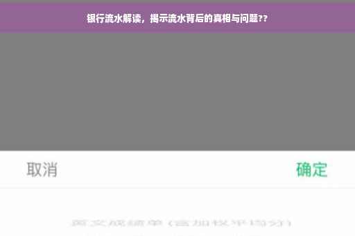 银行流水解读，揭示流水背后的真相与问题??