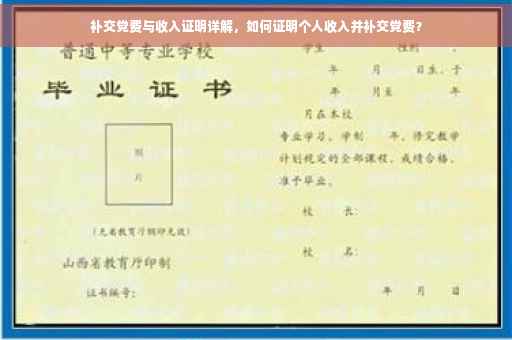 补交党费与收入证明详解，如何证明个人收入并补交党费？
