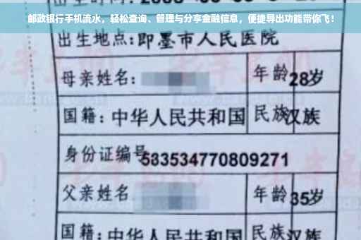 邮政银行手机流水，轻松查询、管理与分享金融信息，便捷导出功能带你飞！