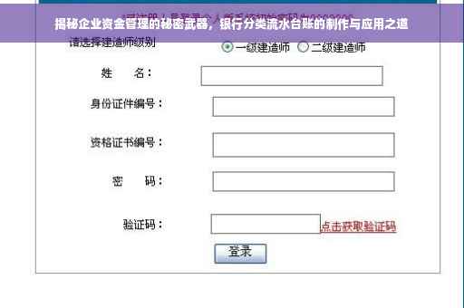 揭秘企业资金管理的秘密武器，银行分类流水台账的制作与应用之道