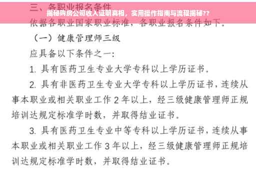 揭秘购房公司收入证明真相，实用操作指南与流程揭秘??