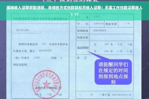 揭秘收入证明获取途径，非传统方式也能轻松开收入证明！无需工作也能证明收入！??