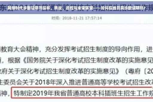 网络时代诊断证明书探析，挑战、透视与未来展望——如何在线开具诊断证明书？