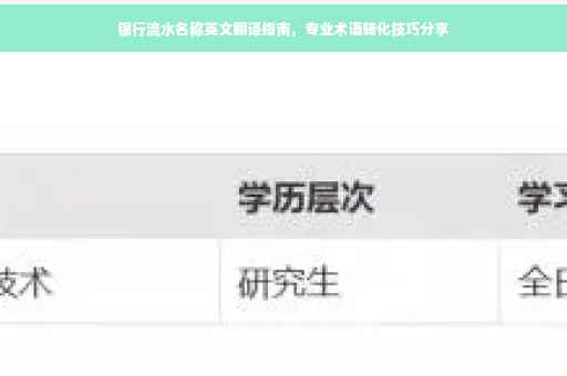 银行流水名称英文翻译指南，专业术语转化技巧分享