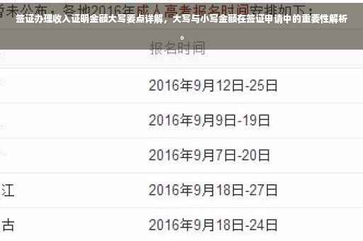 签证办理收入证明金额大写要点详解，大写与小写金额在签证申请中的重要性解析。