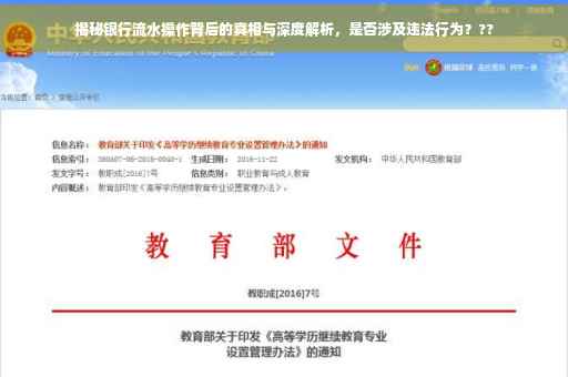 揭秘银行流水操作背后的真相与深度解析，是否涉及违法行为？??