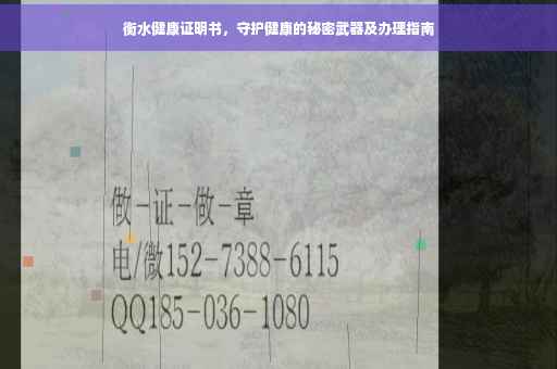 衡水健康证明书，守护健康的秘密武器及办理指南