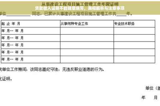 贷款收入证明不能随意填写，真相解析与注意事项