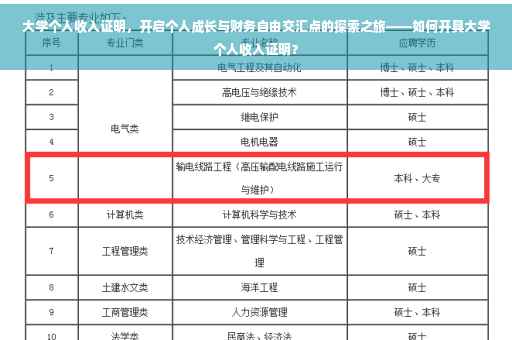 大学个人收入证明，开启个人成长与财务自由交汇点的探索之旅——如何开具大学个人收入证明？