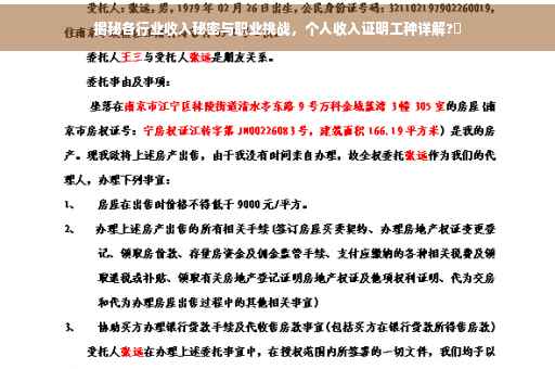 揭秘各行业收入秘密与职业挑战，个人收入证明工种详解?✨