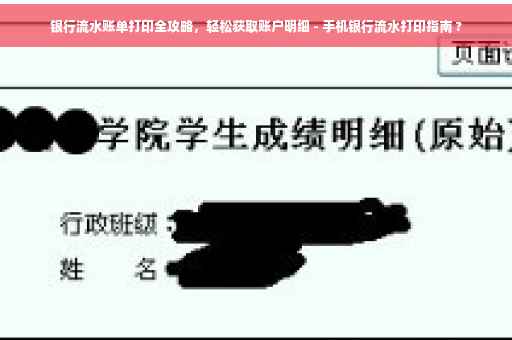银行流水账单打印全攻略，轻松获取账户明细 - 手机银行流水打印指南 ?