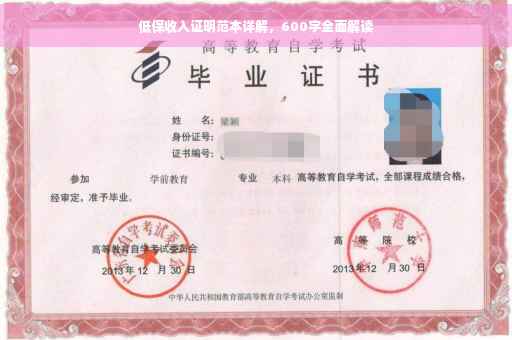 低保收入证明范本详解，600字全面解读