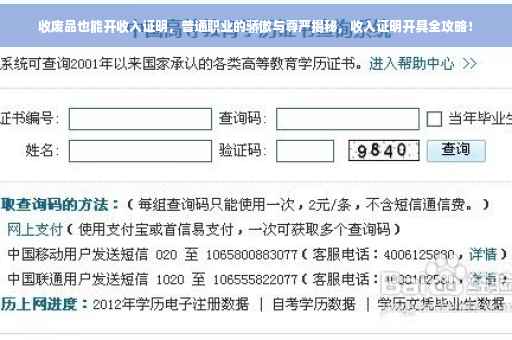 收废品也能开收入证明，普通职业的骄傲与尊严揭秘，收入证明开具全攻略！
