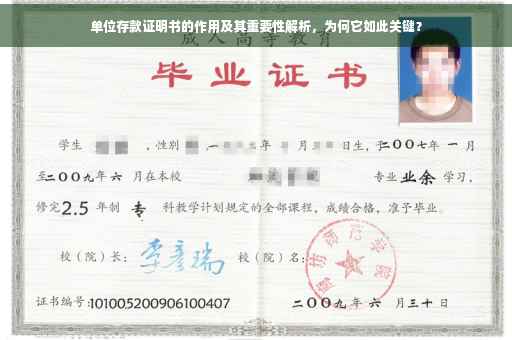 单位存款证明书的作用及其重要性解析，为何它如此关键？