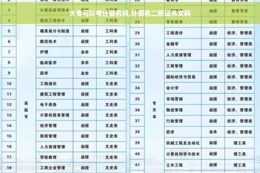 大专可以考计算机吗,计算机二级证书文科