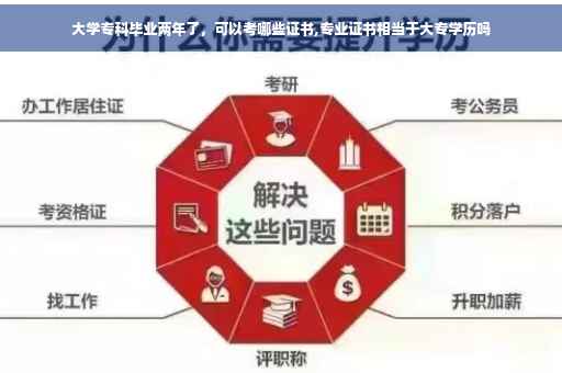 大学专科毕业两年了，可以考哪些证书,专业证书相当于大专学历吗