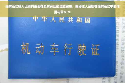 提前还款收入证明的重要性及其背后的逻辑解析，揭秘收入证明在提前还款中的作用与意义 ?✨
