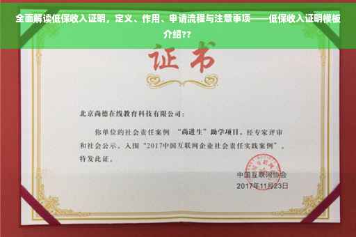 全面解读低保收入证明，定义、作用、申请流程与注意事项——低保收入证明模板介绍??