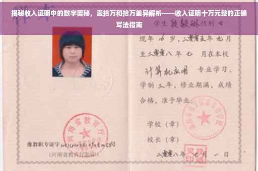 揭秘收入证明中的数字奥秘，壹拾万和拾万差异解析——收入证明十万元整的正确写法指南