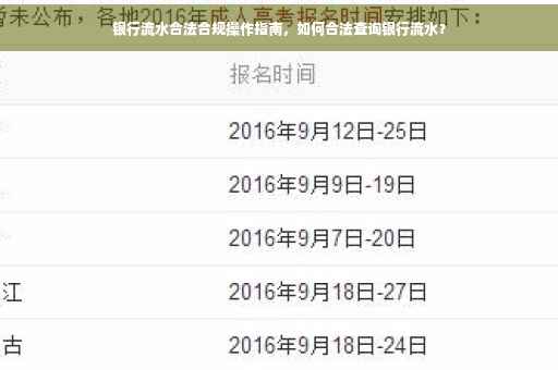 银行流水合法合规操作指南，如何合法查询银行流水？
