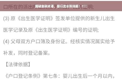 揭秘金融术语，银行流水账详解！?⚡️