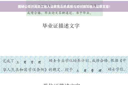 揭秘公司开高员工收入证明背后的真相与如何撰写收入证明文章！