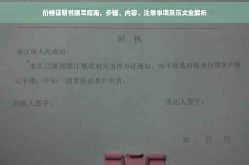 价格证明书撰写指南，步骤、内容、注意事项及范文全解析