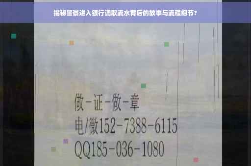 揭秘警察进入银行调取流水背后的故事与流程细节?