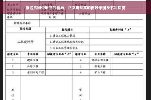 法院贫困证明书的背后，正义与现实的微妙平衡及书写指南