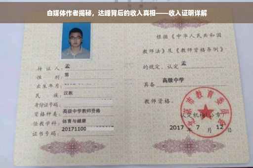 自媒体作者揭秘，达峰背后的收入真相——收入证明详解