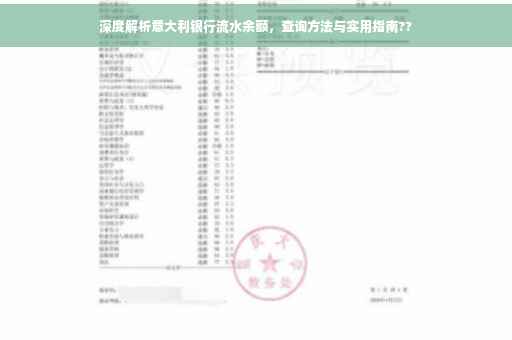深度解析意大利银行流水余额，查询方法与实用指南??