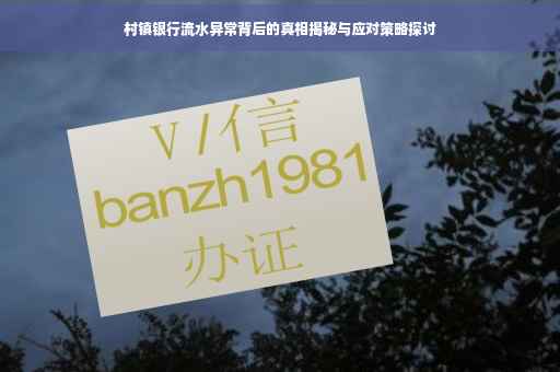 村镇银行流水异常背后的真相揭秘与应对策略探讨