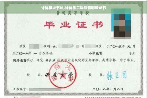 计算机证书图,计算机二级都有哪些证书