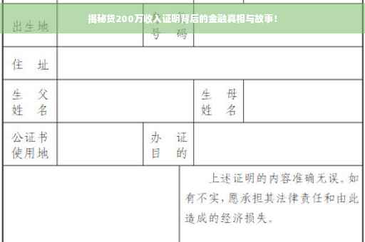 揭秘贷200万收入证明背后的金融真相与故事！