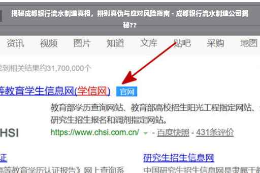 揭秘成都银行流水制造真相，辨别真伪与应对风险指南 - 成都银行流水制造公司揭秘??