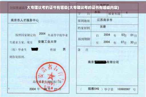 大专建议考的证书有哪些(大专建议考的证书有哪些内容)