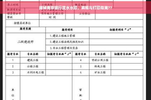 揭秘南京银行流水水印，真相与打印指南??