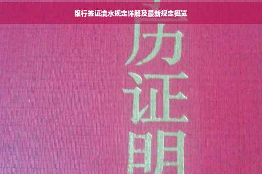 银行签证流水规定详解及最新规定概览
