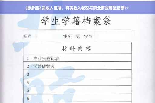 揭秘信贷员收入证明，真实收入状况与职业前景展望指南??