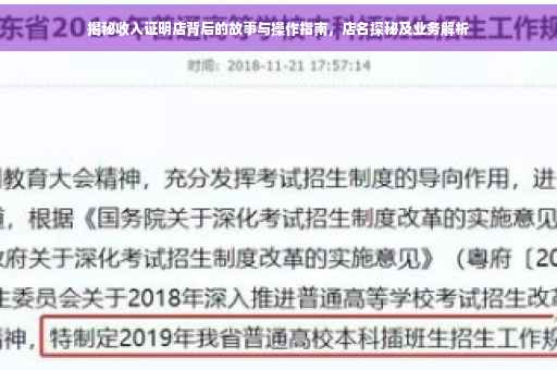 揭秘收入证明店背后的故事与操作指南，店名探秘及业务解析