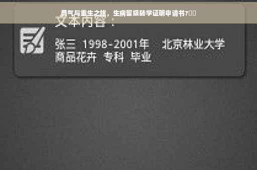 勇气与重生之旅，生病留级转学证明申请书?⚡️
