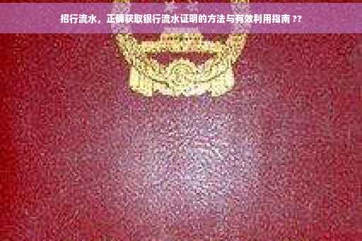 招行流水，正确获取银行流水证明的方法与有效利用指南 ??