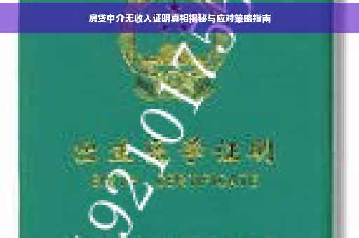 房贷中介无收入证明真相揭秘与应对策略指南