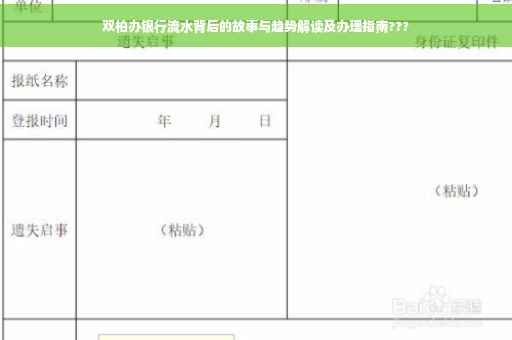 双柏办银行流水背后的故事与趋势解读及办理指南???